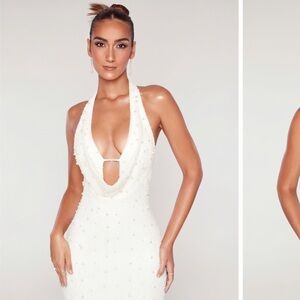 Oh Polly Versailles White Backless Halter Dress